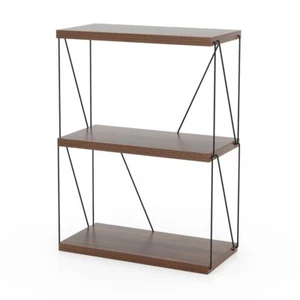 3-Tier Display Storage Rack Living Room Sturdy Bookshelf Organizer W/Metal Frame - Picture 1 of 11