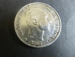 Phillippinies 50 centavos silver coin 1885. VF - Picture 1 of 5
