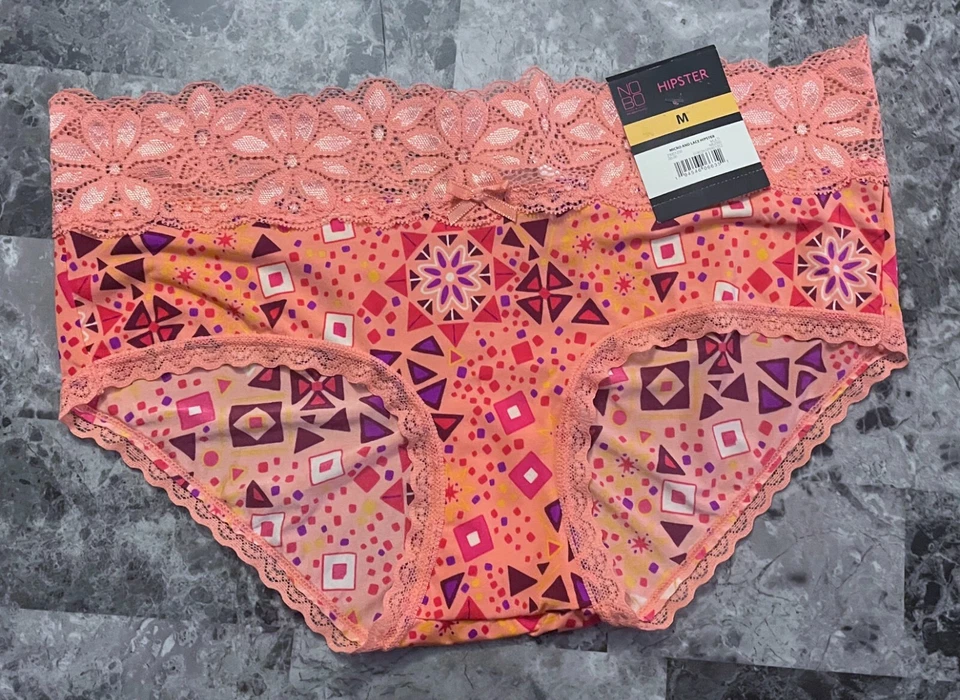 BRAGAS HIPSTER LISAS ENCAJE GEOMÉTRICO ROJO CORAL ROSA NOBO NO BORDER NUEVAS CON ETIQUETAS Foto 1 de 4