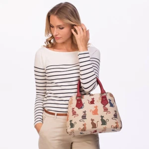 Borsa a tracolla arazzo Signare per donna design gatto - Foto 1 di 6