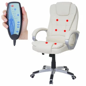 Massagestuhl Drehstuhl Blackburn, Massage-Bürostuhl, Kunstleder creme