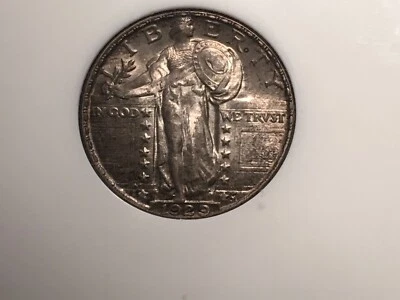 1929 standing liberty quarter NGC64 Unc Full Head Old Holder Issues Glue - Image 1 of 4