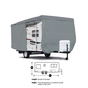 Deluxe Waterproof Travel Trailer Camper RV Storage Cover Fits 10ft To 38ft - Picture 1 of 23