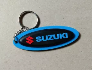 SUZUKI Black Oval Keychain Rubber Motorcycle Racing Keyring Collectable Gift #07 - Picture 1 of 3