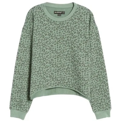 BlankNYC Sudadera con Estampado de Guepardo Recortado Dobladillo Crudo Verde Mujer Pequeña Foto 1 de 4