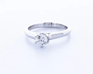 0.5CT Lab-Created Diamond E/VVS1 Round Cut 14K Gold Prong Classic Solitaire Ring - Picture 1 of 4