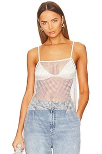 WEWOREWHAT By REVOLVE Mujer Malla Cristal Cami Talla M en Blanco Cristal Transparente Top - Imagen 1 de 9