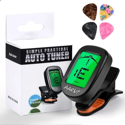 AARVI Clip On Guitar Tuner for All Instruments, A-tuner, Black