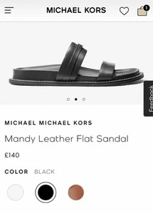 MICHAEL KORS Mandy Leather Sandal, Sliders. Black. Size UK 5. RRP £140 - Picture 1 of 12