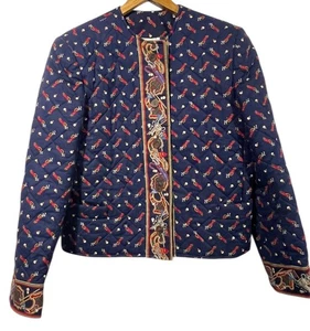 Vera Bradley Quilted Jacket Button Blazer Blue Golf Theme Retired Womens Sz S - Picture 1 of 9