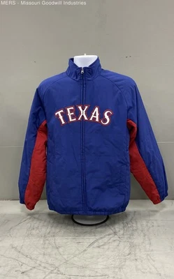 Majestic Youth Blue Red Texas MLB Bomber Jacket - Size XL - Image 1 of 4