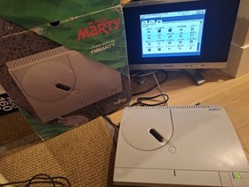 FM Towns Marty, burned CDs, formatted 3.5" floppies, 2 joypads, mouse, keyboard