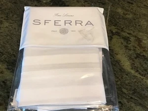 Sferra GIZEH 45 STREIFEN 1845 Baumwollsatin Standard Kissenbezug (WEISS) Neu in Verpackung - Bild 1 von 4