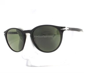 Persol Sunglasses PO3152S 9014/58 Shiny Black Green Polarized Glass 52mm w/case - Picture 1 of 9