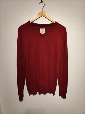 Fat Face Size L V-neck Jumper Russet Red Cotton Cashmere Knit Long Sleeve  - Image 1 of 4
