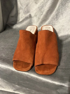 #3413. Toboganes de mula Jeffrey Campbell de gamuza punta abierta. Naranja quemado talla 8,5 Foto 1 de 4