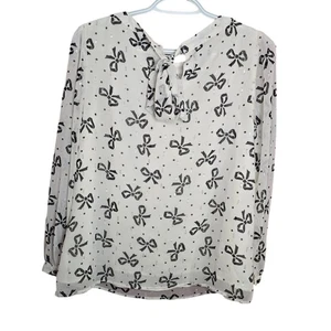 Camicia da lavoro Talbots stampa cravatta fiocco cravatta collo manica lunga media petite - Foto 1 di 9