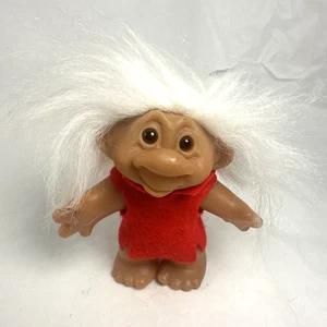 Vintage 1986 Thomas Dam Troll Puppe weiße Haare orange Augen 4,5 Zoll - Bild 1 von 8