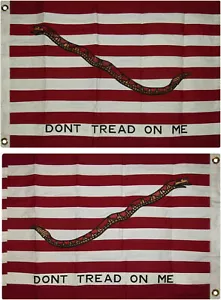 2x3 Embroidered First Navy Jack Gadsden Sewn 100% Cotton Flag 2'x3' 2 Clips - Picture 1 of 10