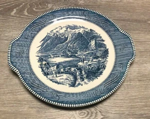 Currier and Ives by Royal China platter "The Rocky Mountains" Blue - Picture 1 of 6