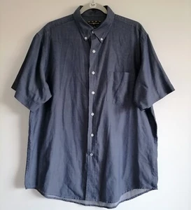 Club Room Men's Button-Down Short Sleeve Shirt Navy Blue Size L - Picture 1 of 6