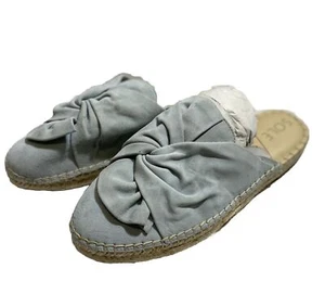 Sole Society So Sammie Bow Espadrille Dusty Blue Mules Slip On Size 5.5 36 - Picture 1 of 8