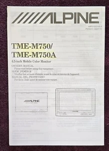 Alpine TME750 TME750A ausklappbare Bedienungsanleitung in Englisch, Französisch und Spanisch - Bild 1 von 1
