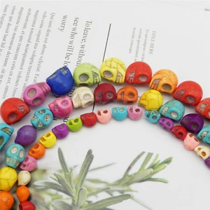 1 Strand 6-12mm Skull Loose Bead Turquoise Stone Spacer Bracelet Necklace Making - Picture 1 of 7