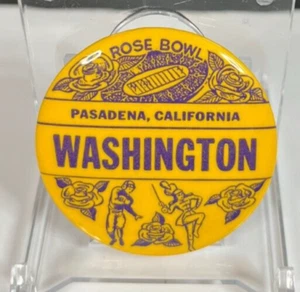 Vintage University of Washington Huskies Rose Bowl Football Button Pin - Picture 1 of 2