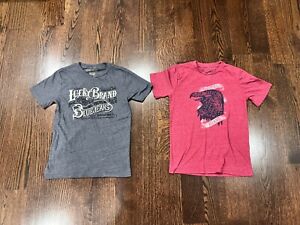 Lot of 2 Boys Kids Lucky Brands Blue Jeans Gray & Red T-Shirts Size M 10-12