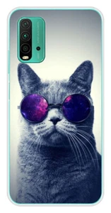 Coque en silicone imprimée compatible Xiaomi Redmi 9T Chat à lunette - Photo 1 sur 3