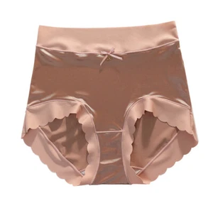 Lady Faux Silk Briefs Knickers Panties Bow High Waist Smooth Sexy Soft Underwear - Picture 1 of 17