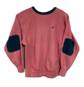 Vintage Champion Reverse Weave Elbow Patch Pullover Crewneck Sweatshirt Large - Imagen 1 de 12