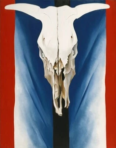 Georgia O'keeffe Cows Skull Red White And Blue Canvas Print 16 x 20 - Picture 1 of 4