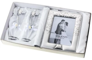 Valenti Frame Silver Wedding 25Th Anniversary + Crystal Flute - Picture 1 of 3
