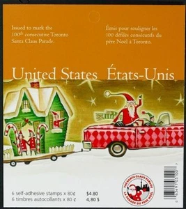 BOOKLET BK299, 2070, SANTA IN A CADILLAC,  PANE OF 6 - Picture 1 of 2