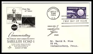 Washington DC Satellite Echo 1st Communications FDC Stamped Envelope 1960 fdc36 - Picture 1 of 2