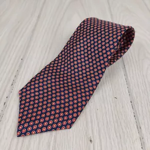 Lauren Ralph Lauren Neck Tie Mens Silk Geometric Circles Blue Red Business - Picture 1 of 7