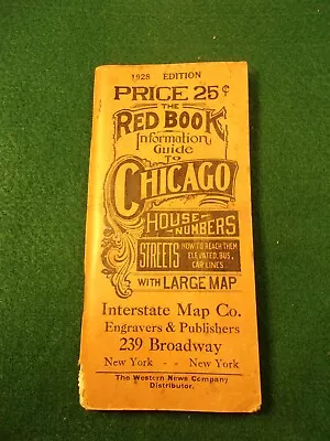 RARE VTG ANTIQUE 1928 CHICAGO "RED BOOK" INFORMATION GUIDE, HOUSE #'s, STREETS - Image 1 of 4