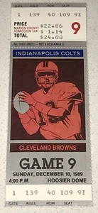 12/10/89 Indianapolis Colts Cleveland Browns NFL Ticket Stub Andre Rison TD #3 - Picture 1 of 2