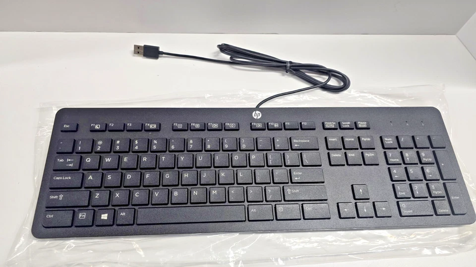 HP USB Slim KB  QWERTY US Layout NEW Keyboard Desktop Windows-803181-001 - Image 1 of 4