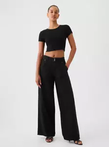 GAP Mid Rise UltraSoft Baggy Jeans Wide Leg Black 33/16 TALL #509324 RT$80 NEW - Picture 1 of 14