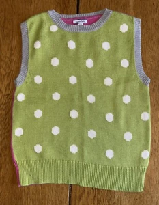 Hartstrings Girls Vintage Sweater Polkadots Green Pink SZ 10/12 Sleeveless - Picture 1 of 7