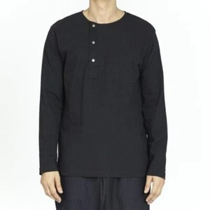 S.K. MANOR HILL Women Black Henley Long Sleeve Tee 100% Cotton Black Size Small - Picture 1 of 5
