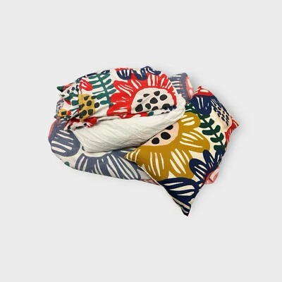 Ikea Sommaraster Colorful Floral Queen Duvet 2 Pillow Sham Fitted Sheets Pillow - Image 1 of 4