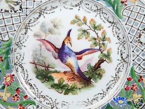 Alter Carl Schumann Netz Porzellan Teller - Paradiesvögel - Dresden - Bild 1 von 12