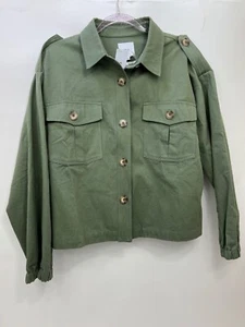 Gilli Nuevo con Etiquetas Verde Oliva Denim Tareas Chaqueta Abrigo Militar Ejército Borlas Mujer Talla L - Imagen 1 de 12
