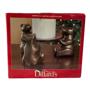 Metal Bear Pillar Candle Holder Vintage Christmas Cottage Cabin Decor Woodland - Picture 1 of 3