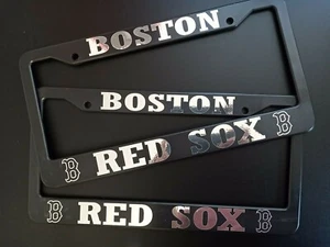 Set of 2 - Boston Red Sox Black Plastic License Plate Frames Car Accessories - Picture 1 of 8