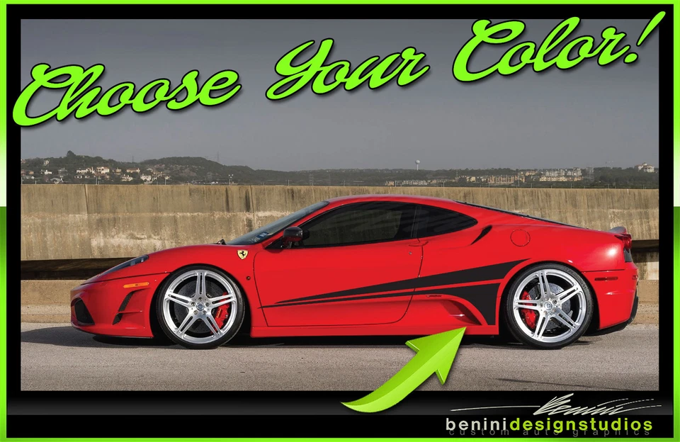 Librea lateral Racing rayas estilo 3 se adapta - Ferrari F430 F-430 2004 - 2009 Foto 1 de 2